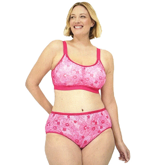 NWT Lane Bryant Fuchsia Pink Floral Stretch High Leg Brief Panties Size XL 14 16 - Picture 1 of 8